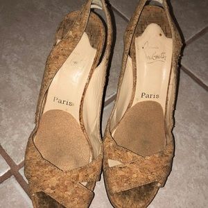 Christian Louboutin slingback cork wedges
